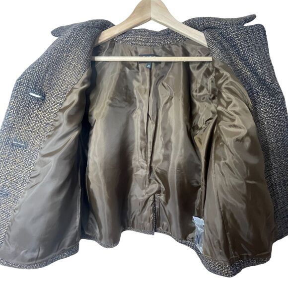 Talbots Petite Wool Blend Swing Blazer Brown Gold Metallic Womens Jacket Sz 10P - Picture 7 of 11